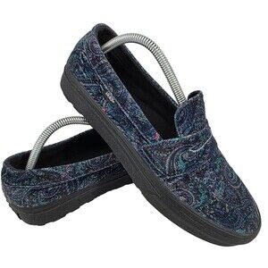 Vans Style 53 Men 6.5 Womens 8 Blue Velvet Paisley Loafer Casual Shoes Sneakers